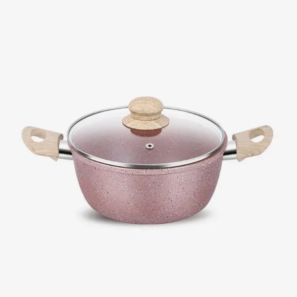 Pink Nonstick Rolled Edge Aluminum Casserole With Bakelite Handle