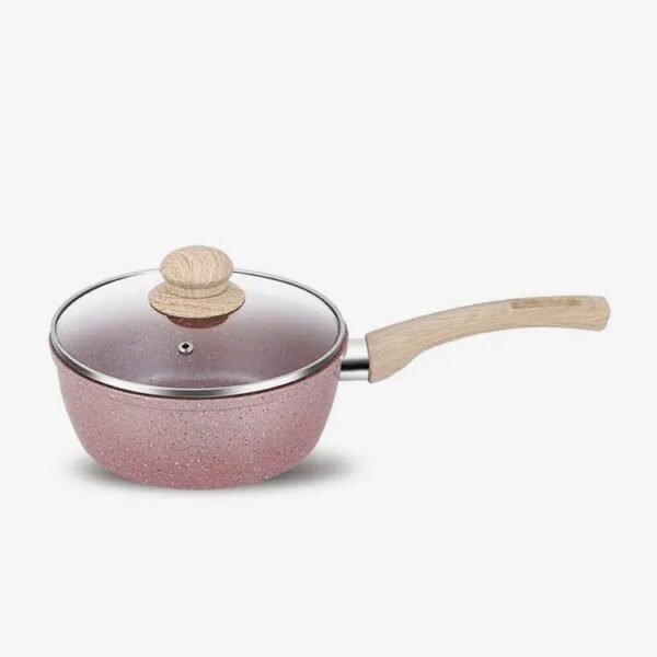 Pink Nonstick Rolled Edge Aluminum Sauce Pan With Bakelite Handle